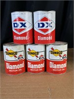 Lot of 5 Sunoco DX Diamond Motor Oil 1 Quart, All
