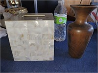 Wooden Vase and Kleenex Cover
