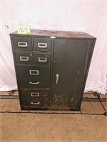 green metal file cabinet w/storage on side