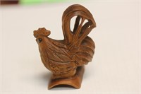 A Signed Japanese Carved Wood Chicken Netsuke