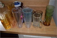 VARIOUS GLASS & PLASTIC CUPS & GLASSES