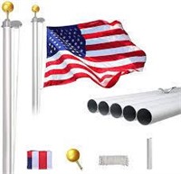 20' Aluminum Flag Pole Kit  3'x5' US Flag  1XL