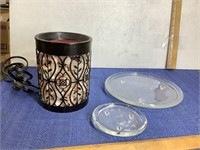 Wax melt burner.  Two glass pillar candle holders