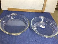 Two Pyrex glass pie pans