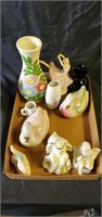 Glass vases, ducks ans angels