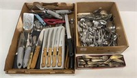 (3) Tray Lots of Flatware & Kitchen Utensils