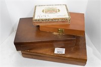 (3) Wooden Boxes & Cigar Box