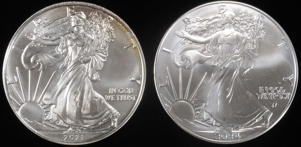 2021 & 2024 AMERICAN SILVER EAGLES