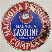 "Magnolia Gasoline" Double-Sided Porcelain Sign