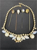Stick pins necklace opals?