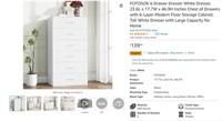 N7632 6 Drawer White Dresser,17.7"D x23.6"Wx46.9"H