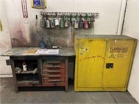Spray Bench, Spray Guns, & Flammable Cabinet
