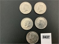 5) KENNEDY HALF DOLLARS