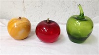 3 Glass decorative fruits