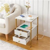 HOOBRO End Table with Charging Station, Bedside