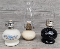 (3) Decorative Glass Oil Lamps