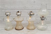 (4) Glass Oil Lamps