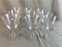 9 Etched Wine Glasses
