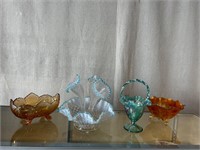 4pc Vintage Fenton and Lombardi Art Glass Bowls