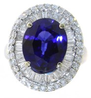 14kt Gold 4.16ct Brilliant Sapphire & Diamond Ring