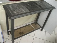 Slate and Metal Patio Table, 40x16x33