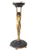 Nude Flapper Girl Standing Smoking Stand