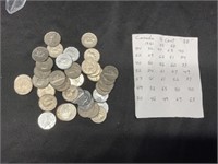 Bag of 38 Canada Nickels 1929-1965