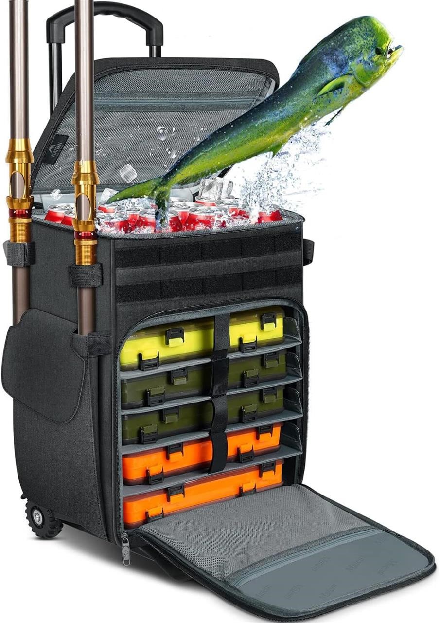 MATEIN Rolling Tackle Box with Cooler  Large Fishi