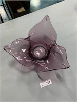 Large Purple Glass Flower Bowl