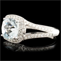 1.43ct Aquamarine & 0.33ctw Diam Ring 14K Gold