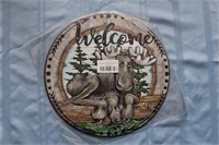 Round Retro Tin Sign "Welcome"