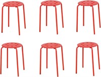 Set of 6 Portable Stack Stools 17.5" Red