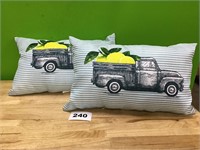 Lemon Truck Throw Pillow lot of 2