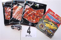 (3) Stretchable Books Covers, (2) Matchbox Cars