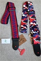 (2) Colorful Guitar straps by Henry Heller - New