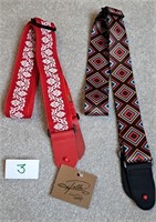 (2) Colorful Guitar straps by Henry Heller - New