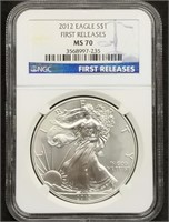 2012 1oz Silver Eagle NGC MS70 First Releases