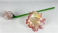 Art Glass Flowers, Lot of 2