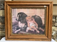 Framed Print Of Girl And Dog