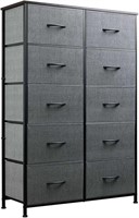 WLIVE 10-Drawer Dresser, Fabric Tower Dark Grey
