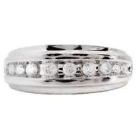 Men's Channel Set Diamond Band 10k White Gold