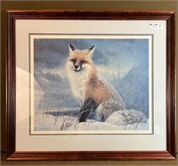Fox in Snow Print Signed Glazier