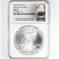 2016 Silver Eagle NGC MS70 FDOI