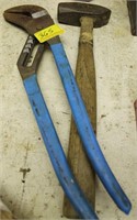 LARGE CHANNEL LOCK PLIER AND HAMMER