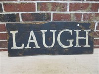 Wooden Laugh Sign 24x9"