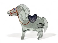 Okazaki art glass horse figurine, 4” h.