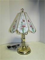Classic Brass Lamp with Glass Flower Shade