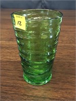 Handblown Green Vase 7 3/4"