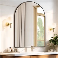 Mirrorons 38 x 26 Inch Black Large Arched Mirror f