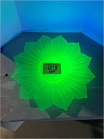 FROSTED GREEN URANIUM GLASS FLOWER PLATE